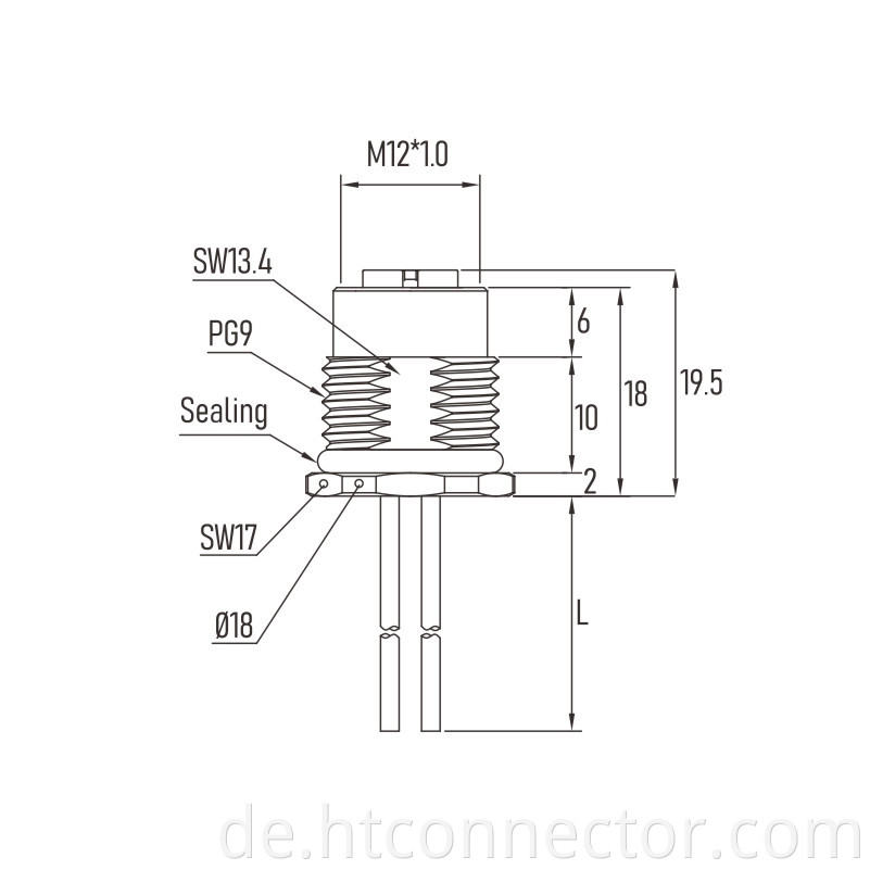 M12 5-core male waterproof plug